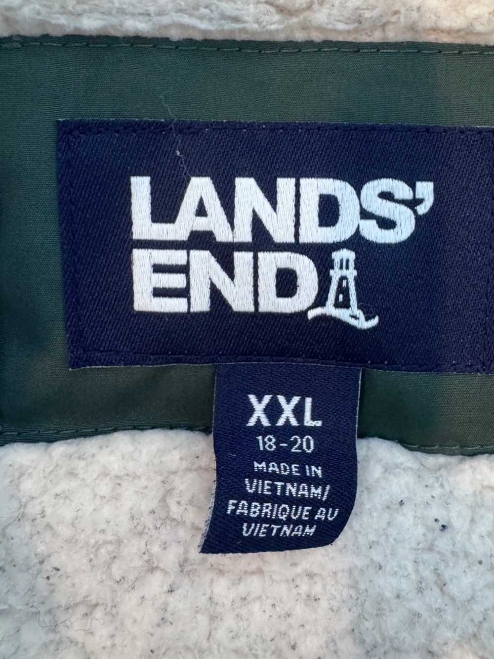 LANDS END Woman’s Down Green Parka w/Hood  Size XXL 12-14 - Picture 10 of 16